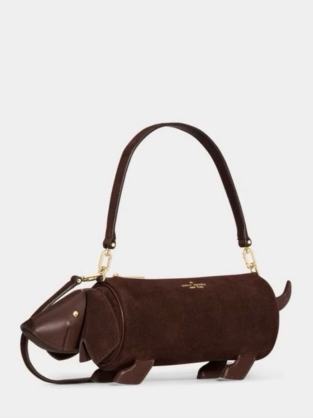 SOLD 🎉🛍️ KATE SPADE CHARLIE DACHSHUND DOG BROWN SUEDE NOVELTY CROSSBODY - Picture 4 of 6